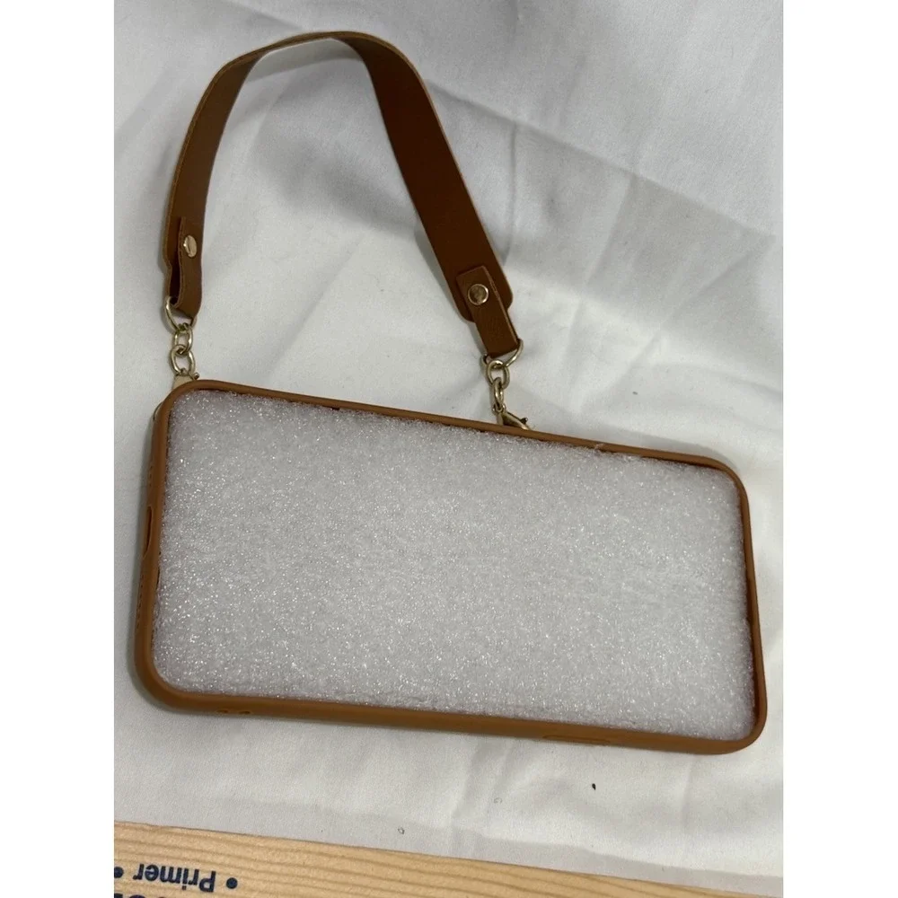 Brown W/Heart Pocket Phone Case For Apple‎ iPhone 13 Pro Max w/Wristlet